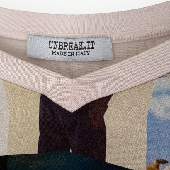 UNBREAK.IT • Silk Western Cowgirl Art Print V-Neck Top Made in Italy - Picture 8 of 13